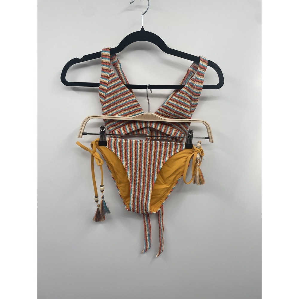 Lucky Brand Multi-Color Striped & Mustard Yellow Bikini